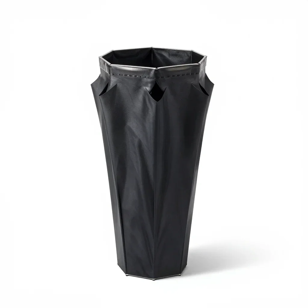 Matte black umbrella stand isolated on a white background