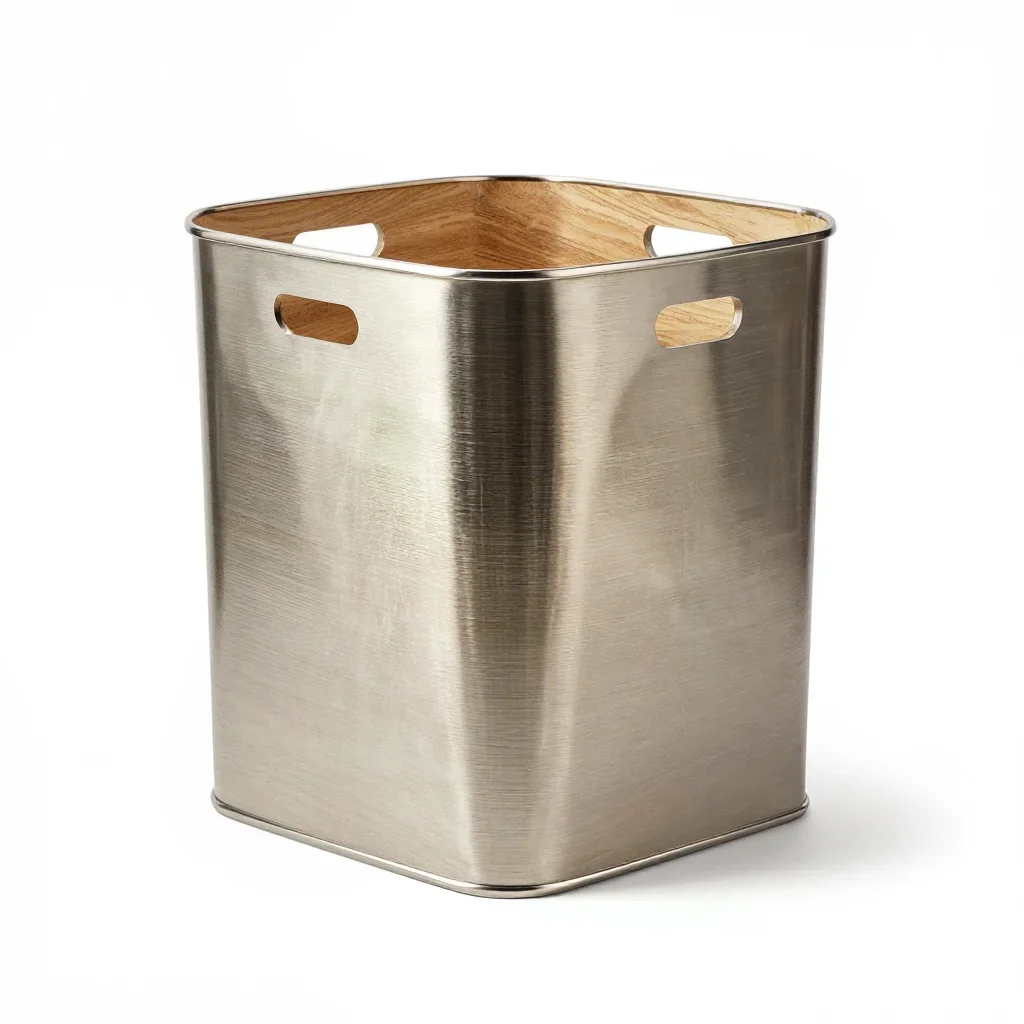 Natural wood laundry basket isolated on a white background