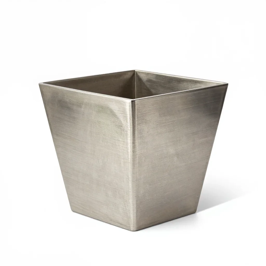 Natural wood plant pot isolated on a white background