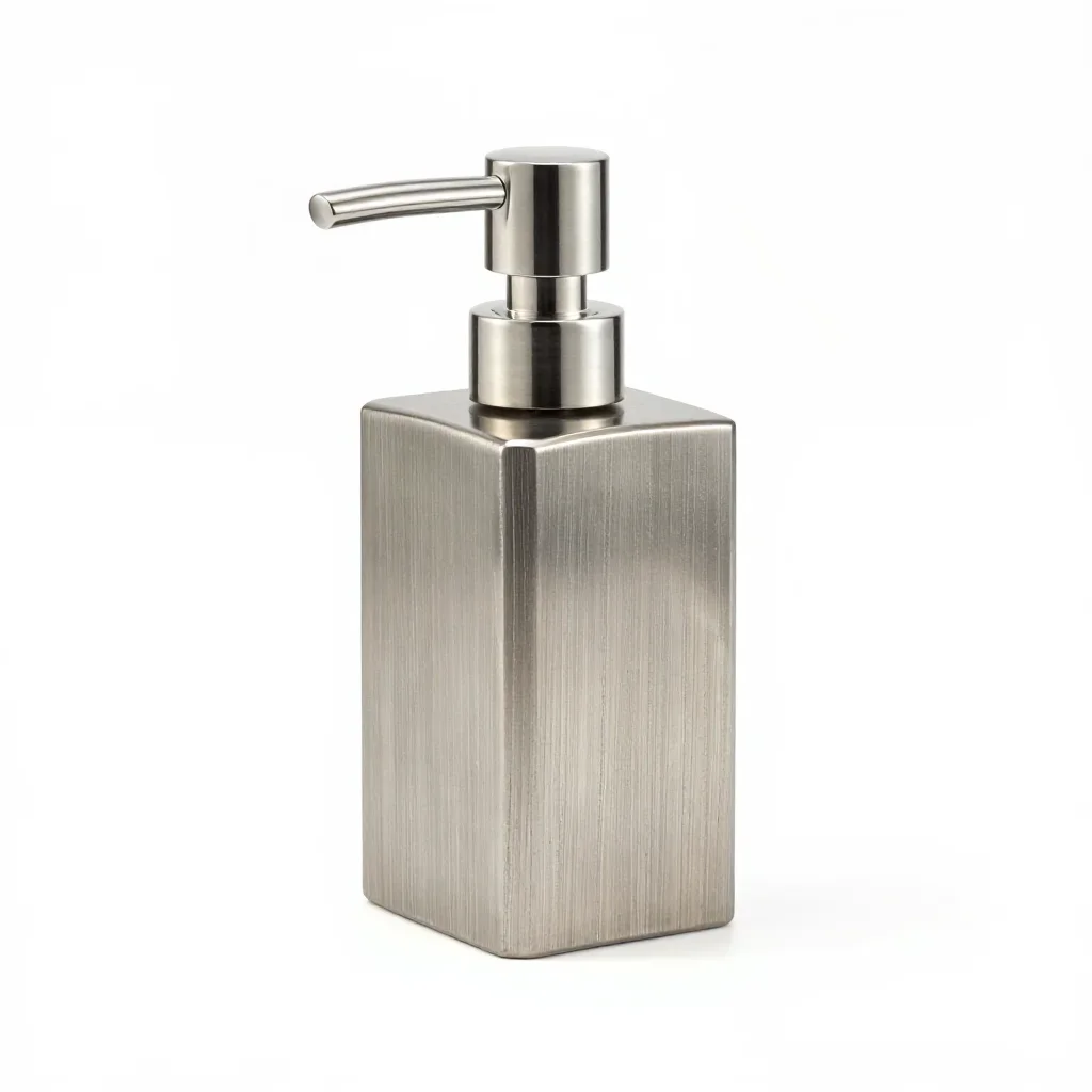 Natural wood soap dispenser isolated on a white background