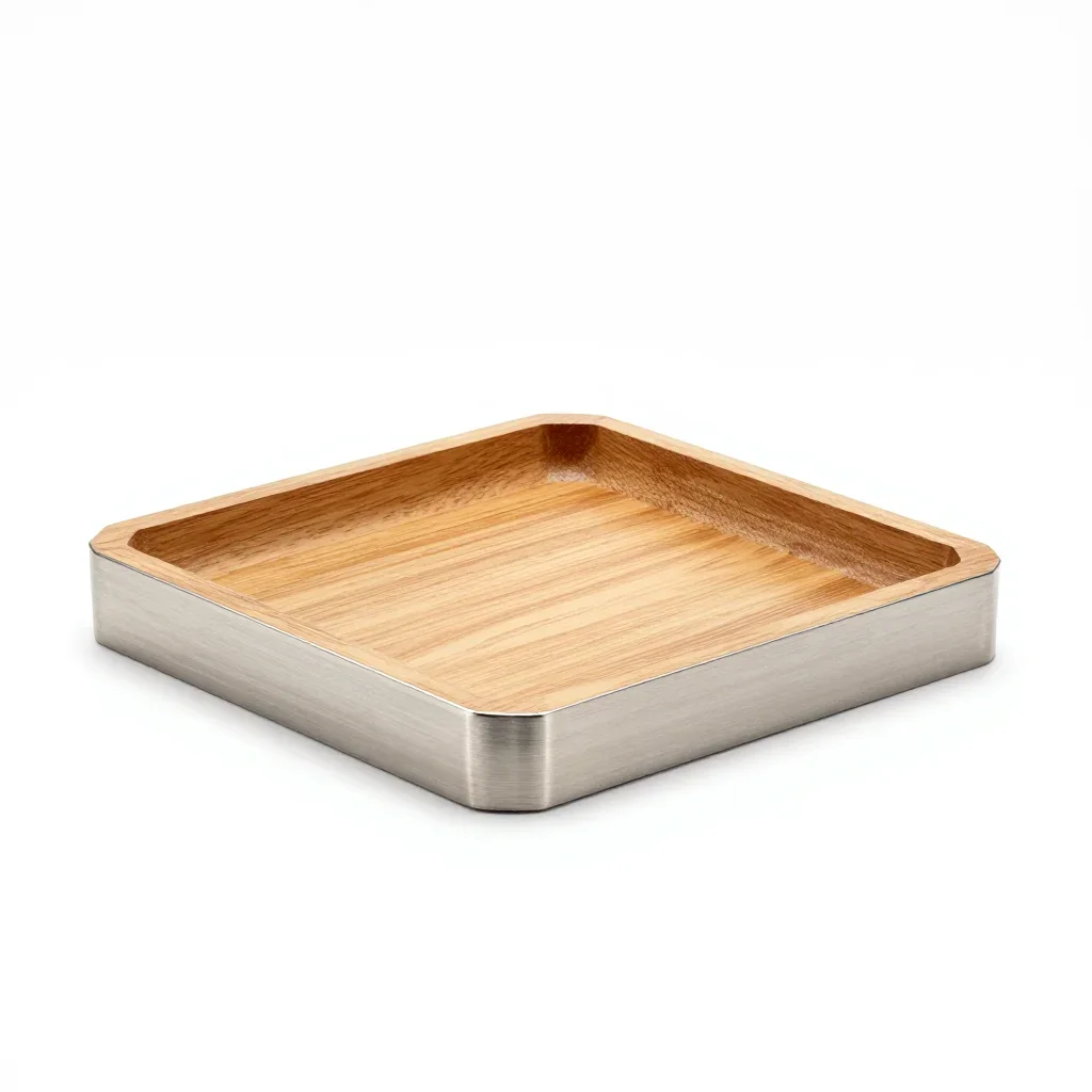Natural wood trivet isolated on a white background