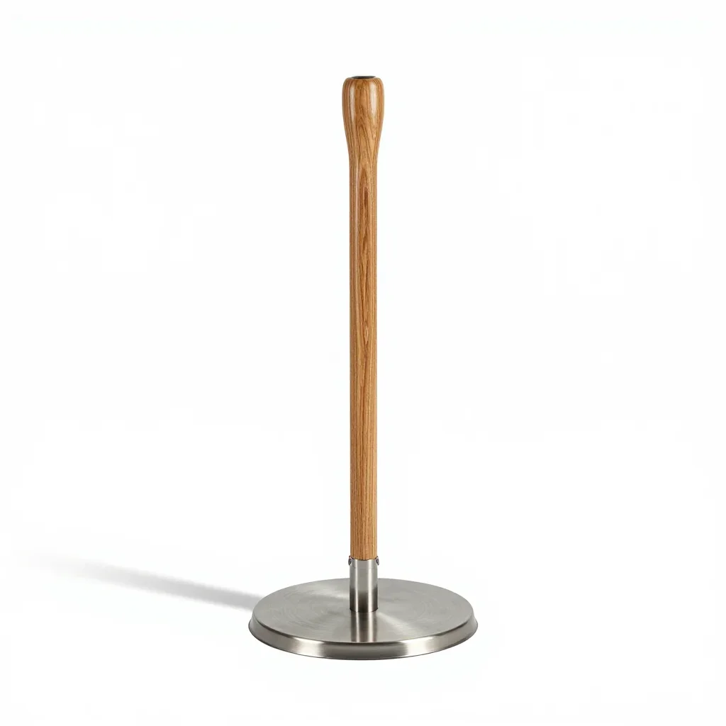Natural wood umbrella stand isolated on a white background