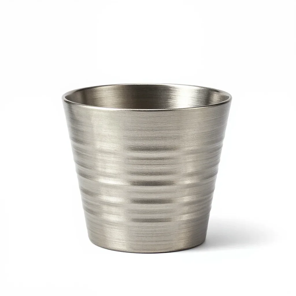 Ribbed plant pot isolated on a white background