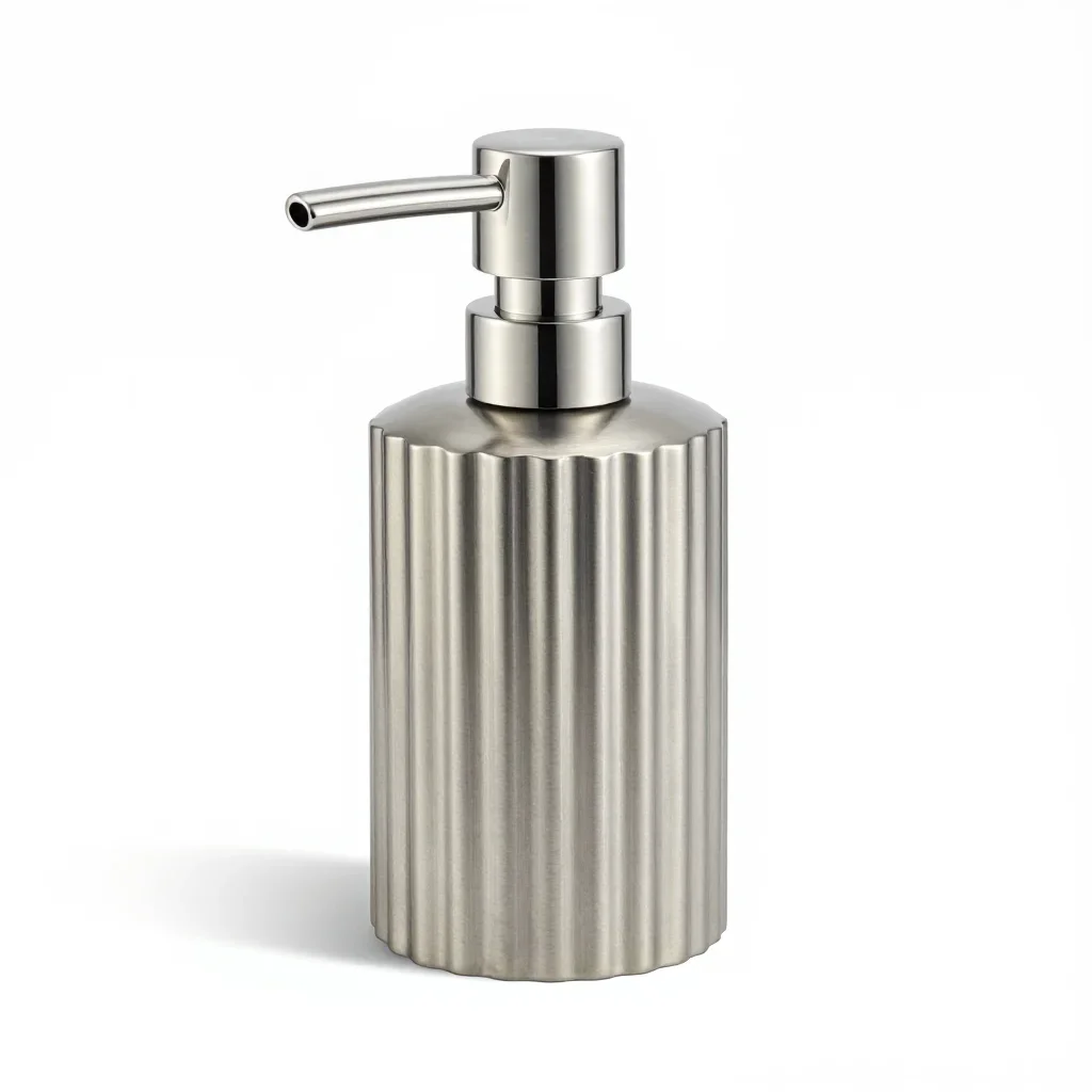 Ribbed soap dispenser isolated on a white background