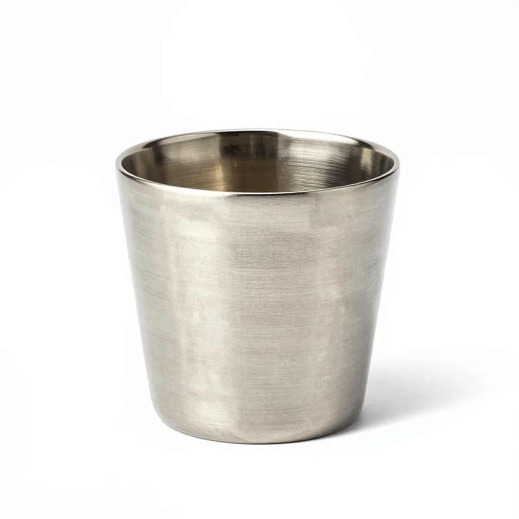 Stainless steel candle holder isolated on a white background