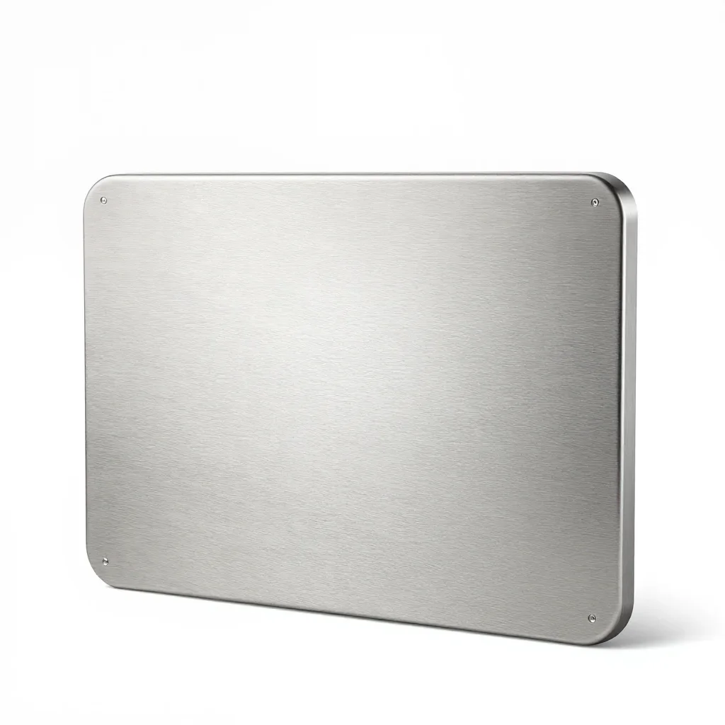 Stainless steel cutting board isolated on a white background