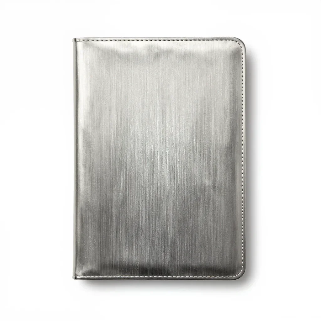 Stainless steel notebook cover isolated on a white background