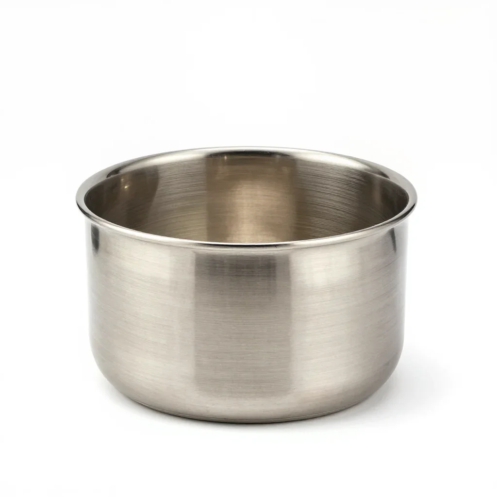 Stainless steel plant pot isolated on a white background