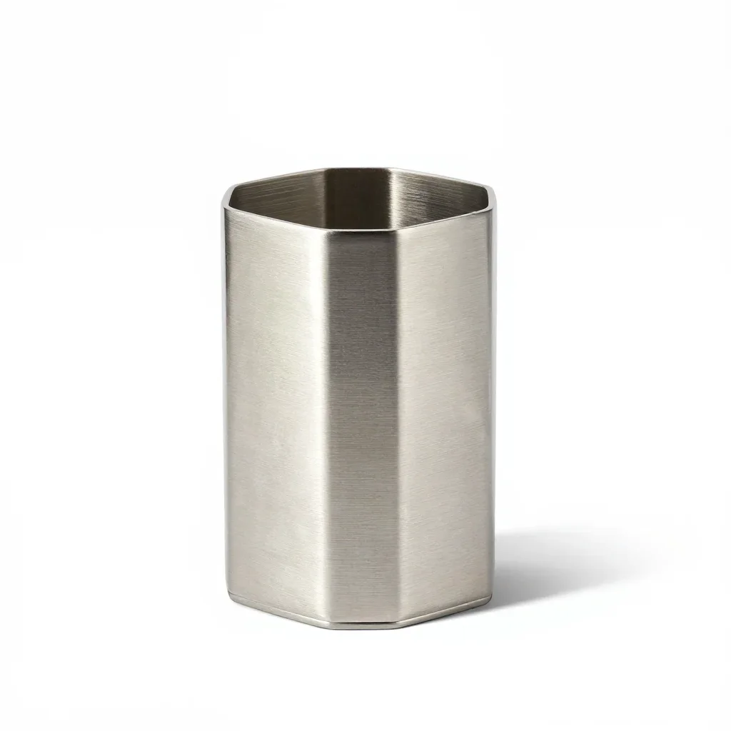 Stainless steel toothbrush holder isolated on a white background