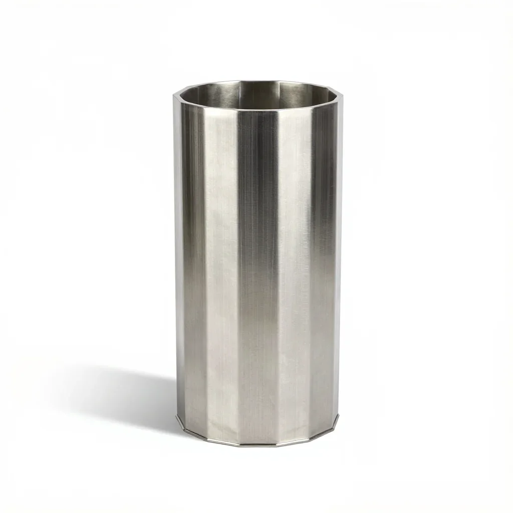 Stainless steel umbrella stand isolated on a white background