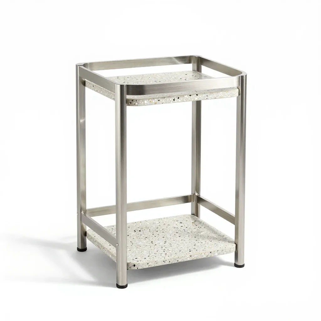 Terrazzo shower caddy isolated on a white background