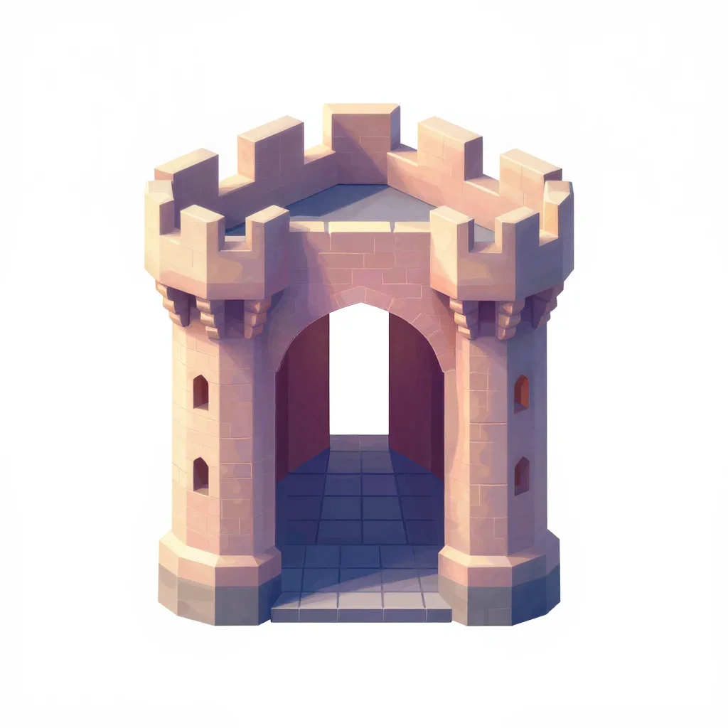 Castle corridor piece isolated on a white background