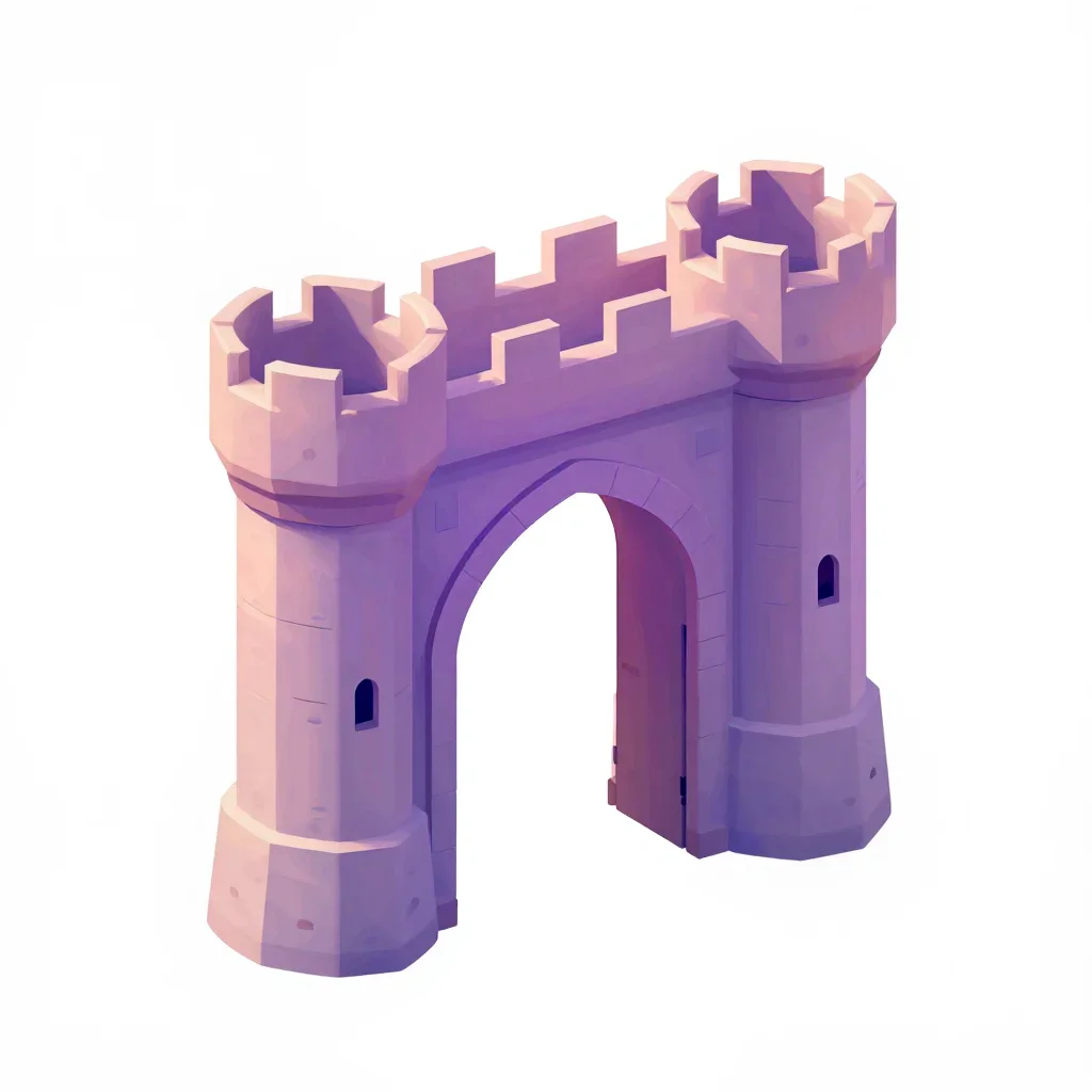 Castle doorway arch isolated on a white background