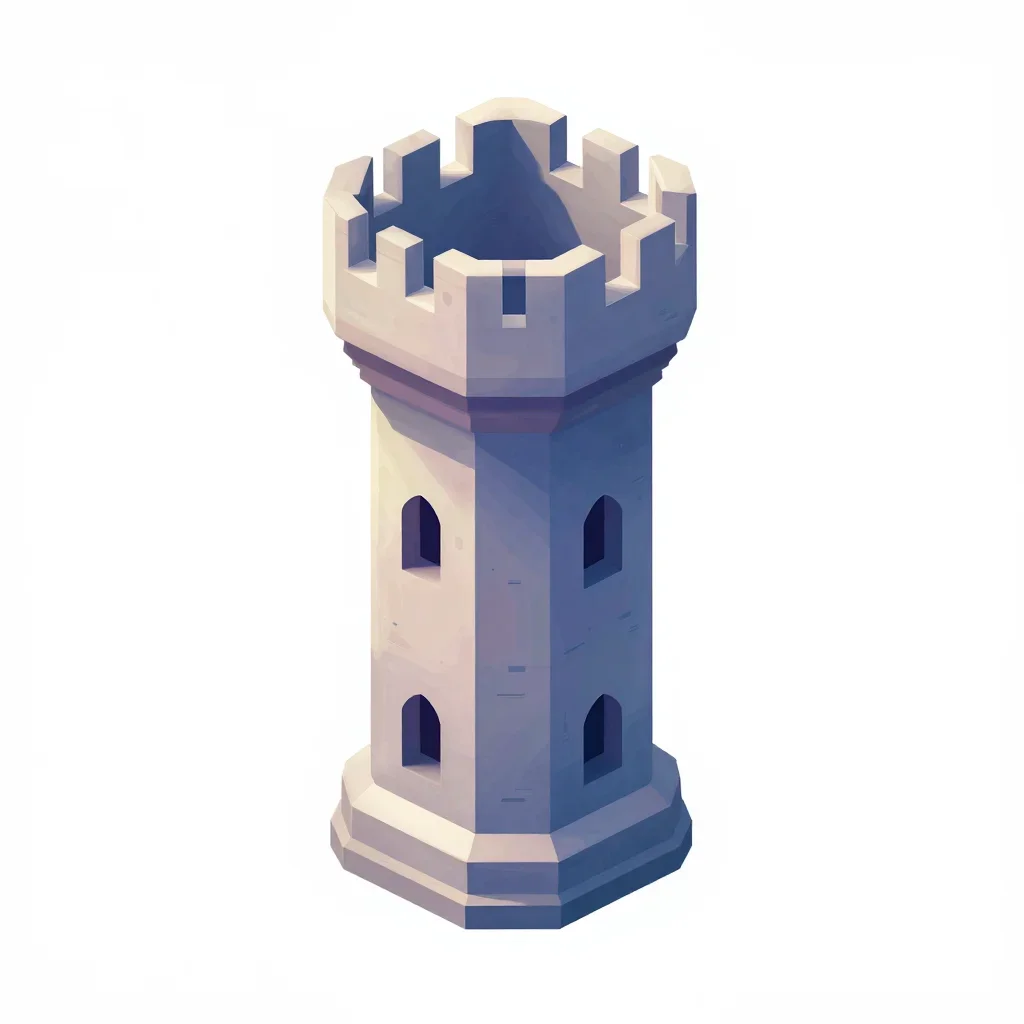 Castle pillar isolated on a white background