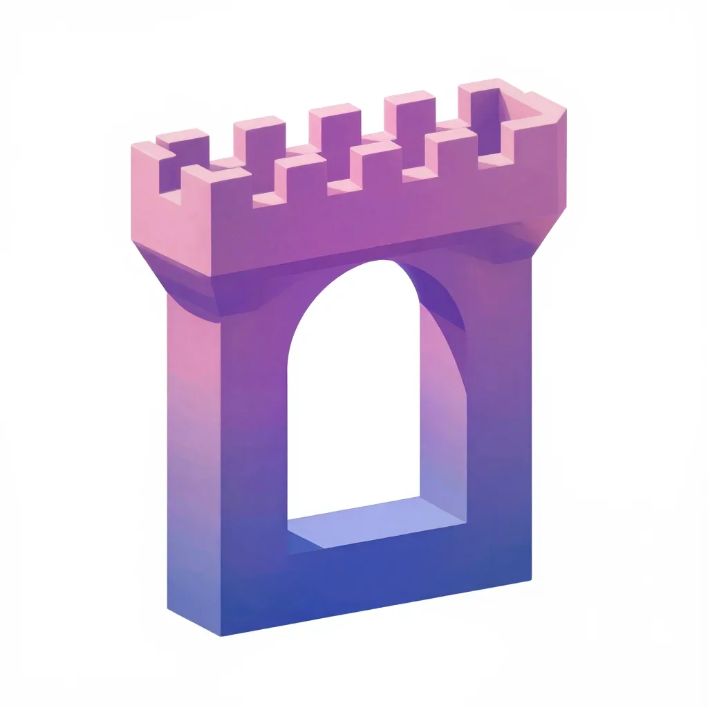 Castle window frame isolated on a white background