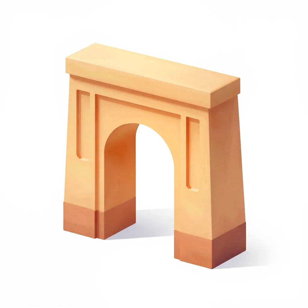 Desert outpost doorway arch isolated on a white background
