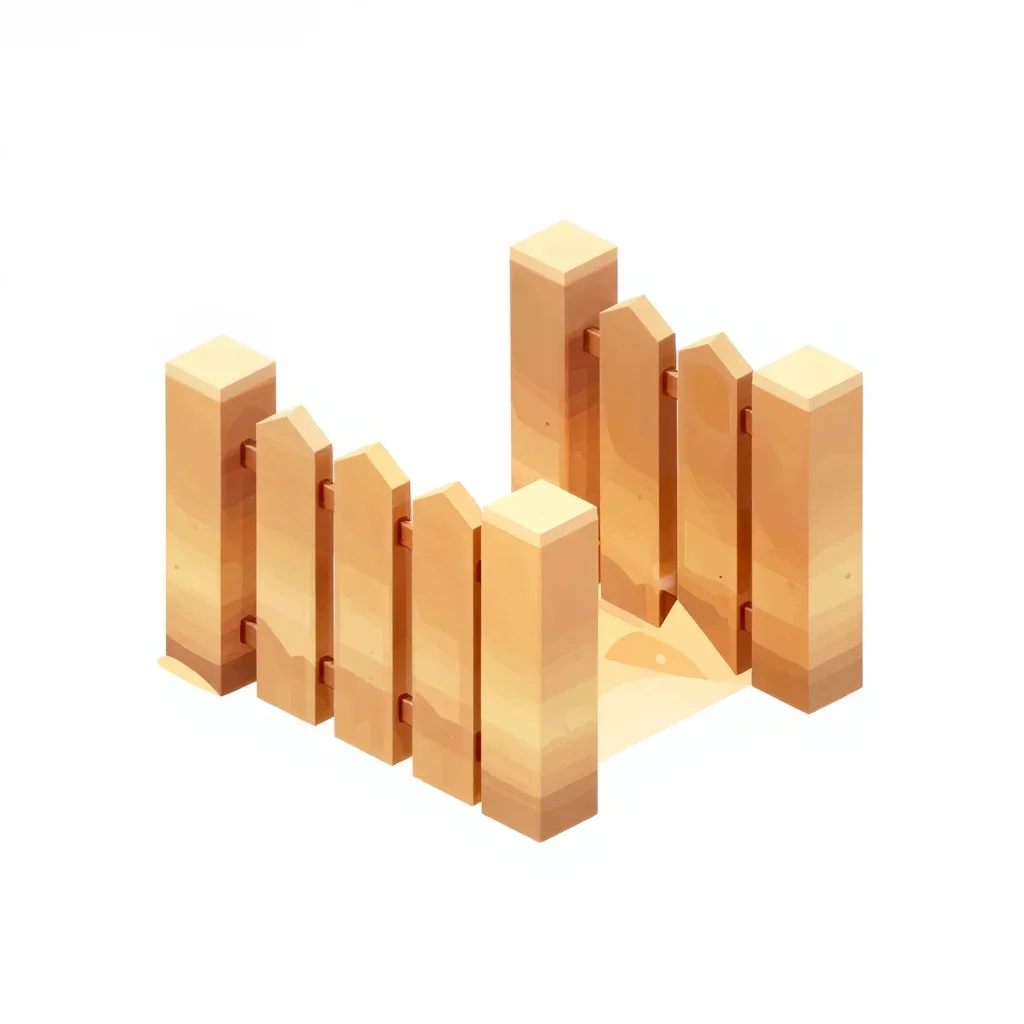Desert outpost fence segment isolated on a white background