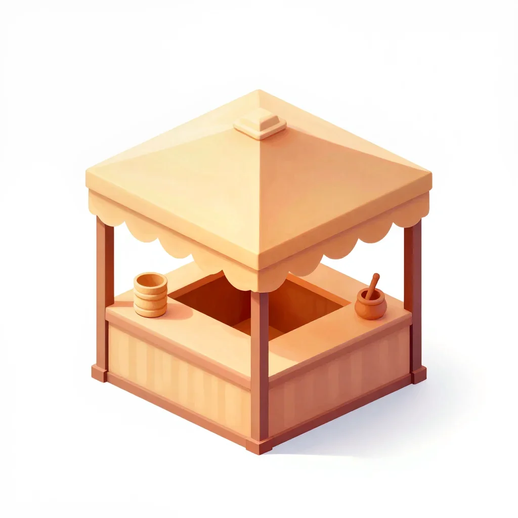 Desert outpost market stall isolated on a white background