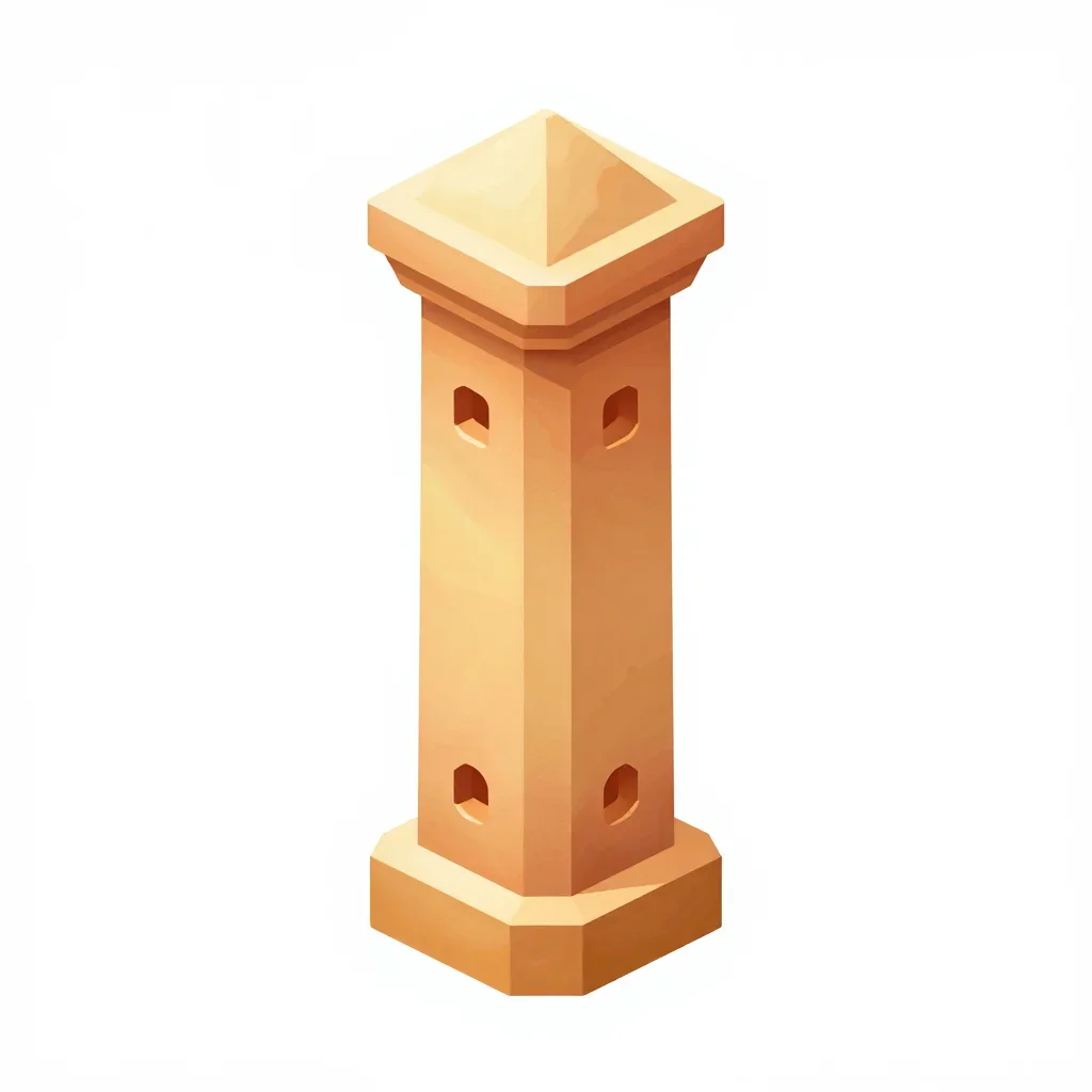 Desert outpost pillar isolated on a white background