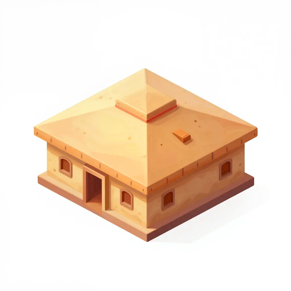 Desert outpost roof segment isolated on a white background