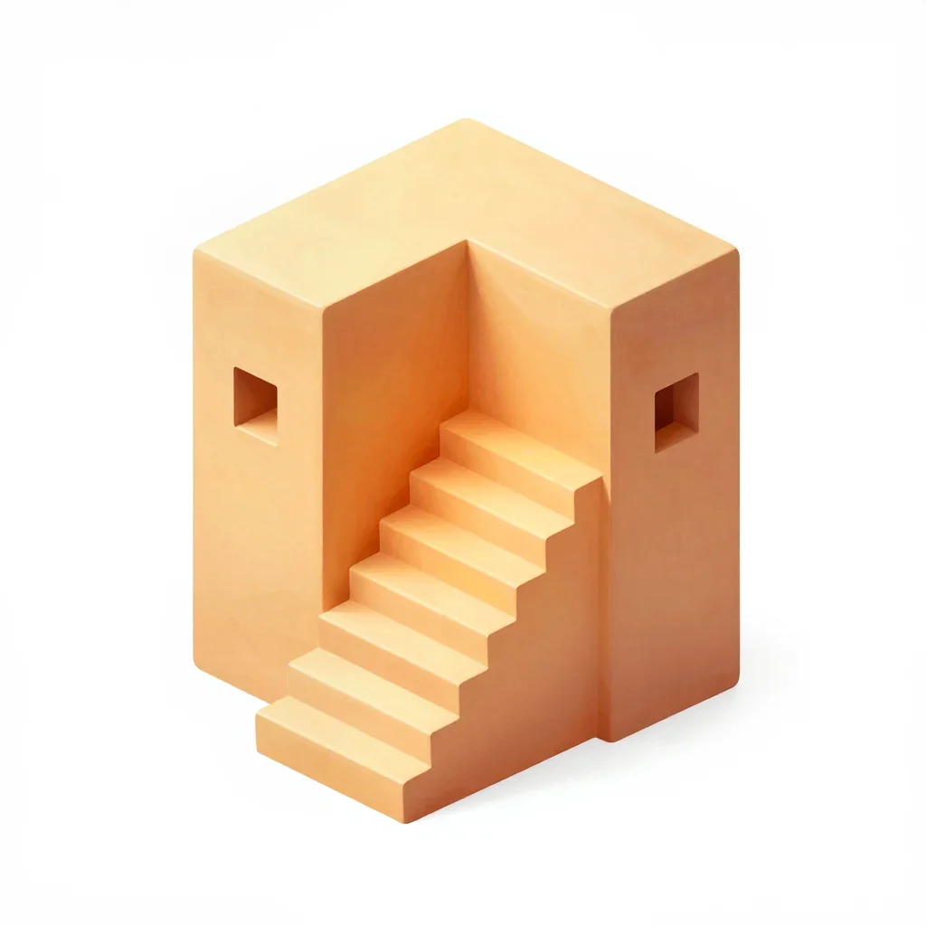 Desert outpost staircase isolated on a white background