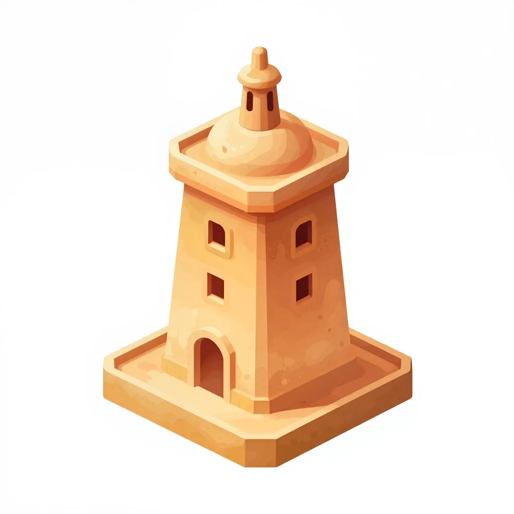 Desert outpost tower top isolated on a white background