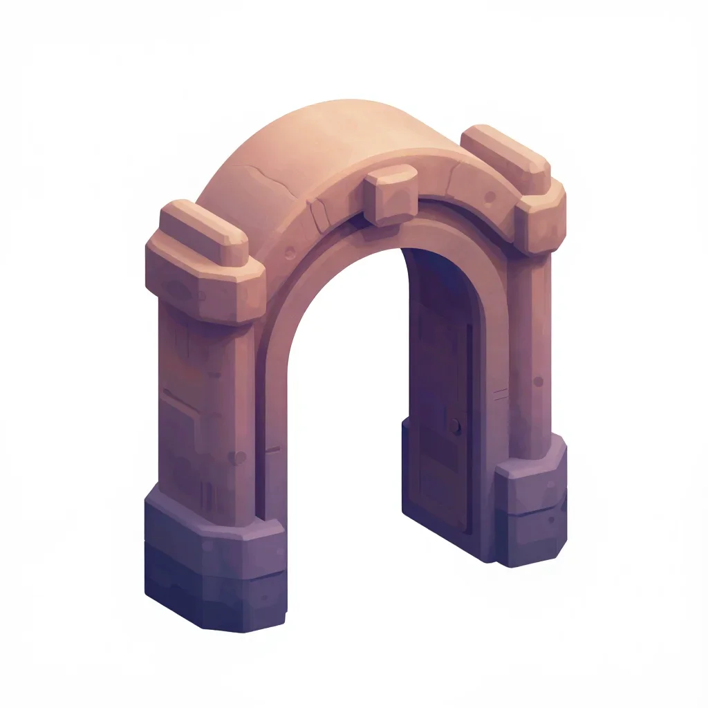 Dungeon doorway arch isolated on a white background