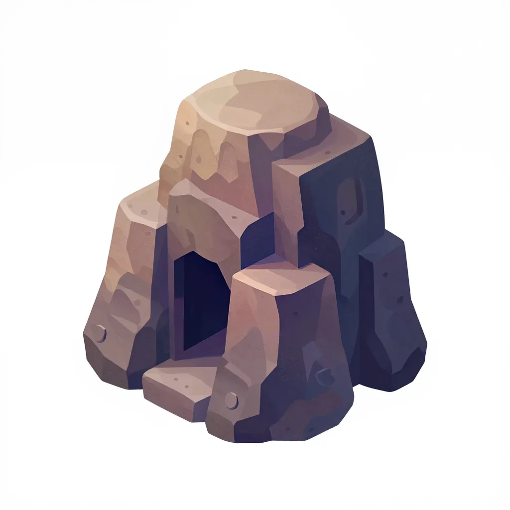 Dungeon rock formation isolated on a white background