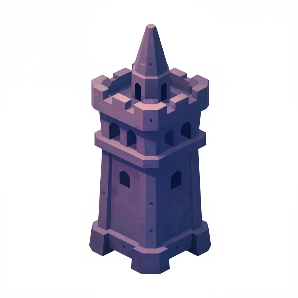 Dungeon tower top isolated on a white background
