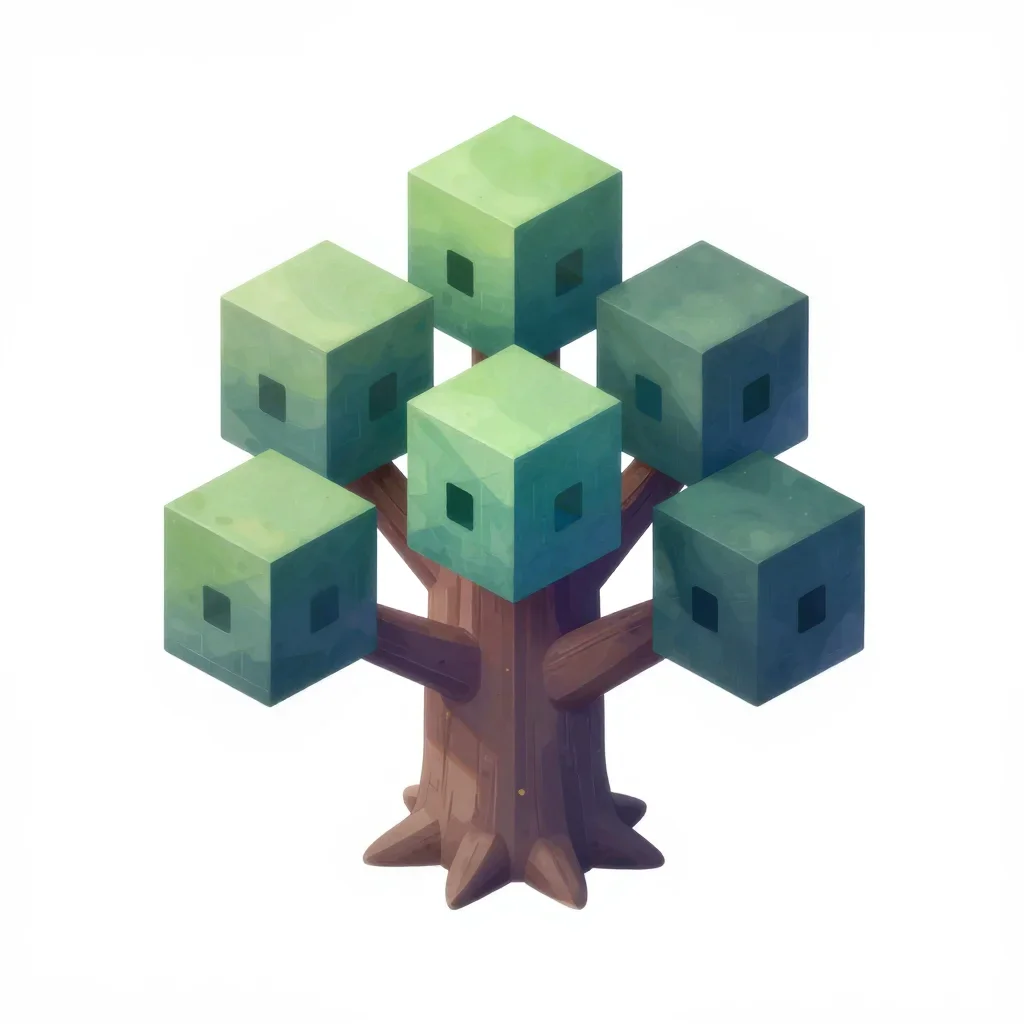 Dungeon tree cluster isolated on a white background