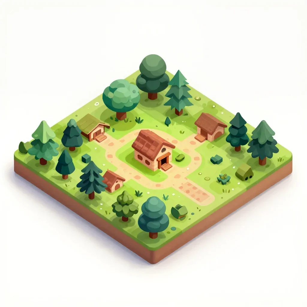 Forest village dungeon floor tile isolated on a white background