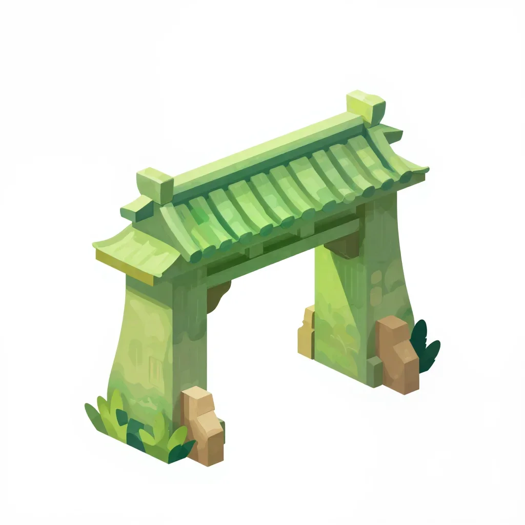 Forest village gate isolated on a white background