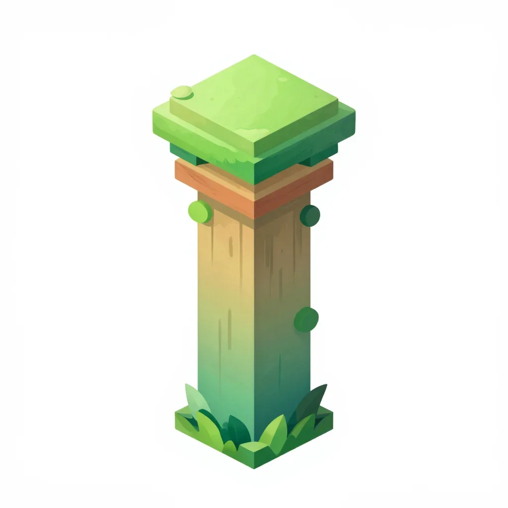 Forest village pillar isolated on a white background