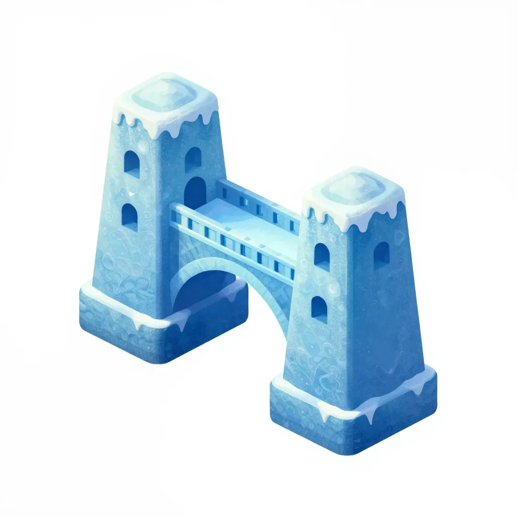 Frozen fortress bridge isolated on a white background