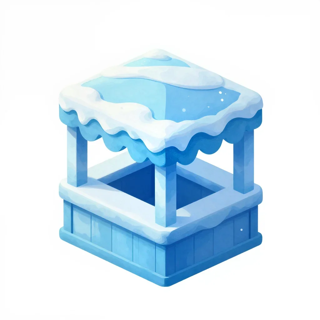 Frozen fortress market stall isolated on a white background