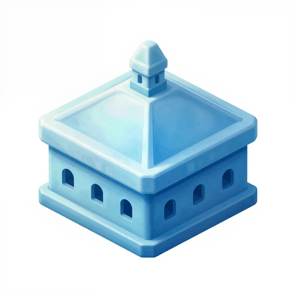 Frozen fortress roof segment isolated on a white background