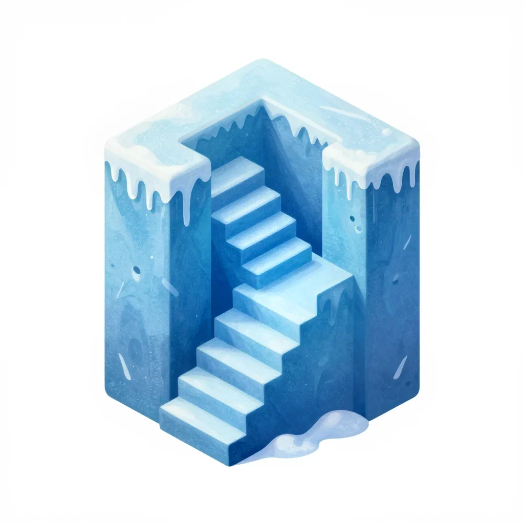 Frozen fortress staircase isolated on a white background