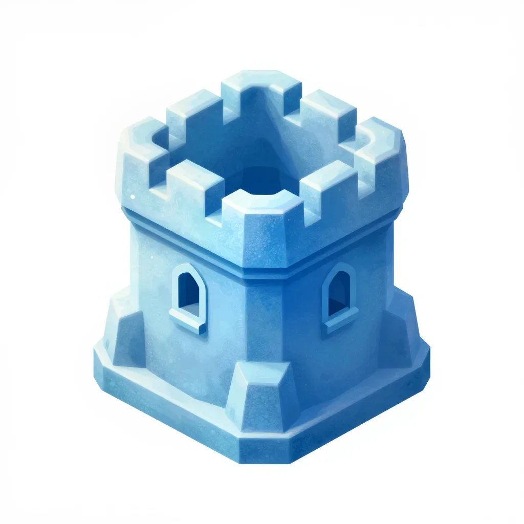 Frozen fortress tower top isolated on a white background