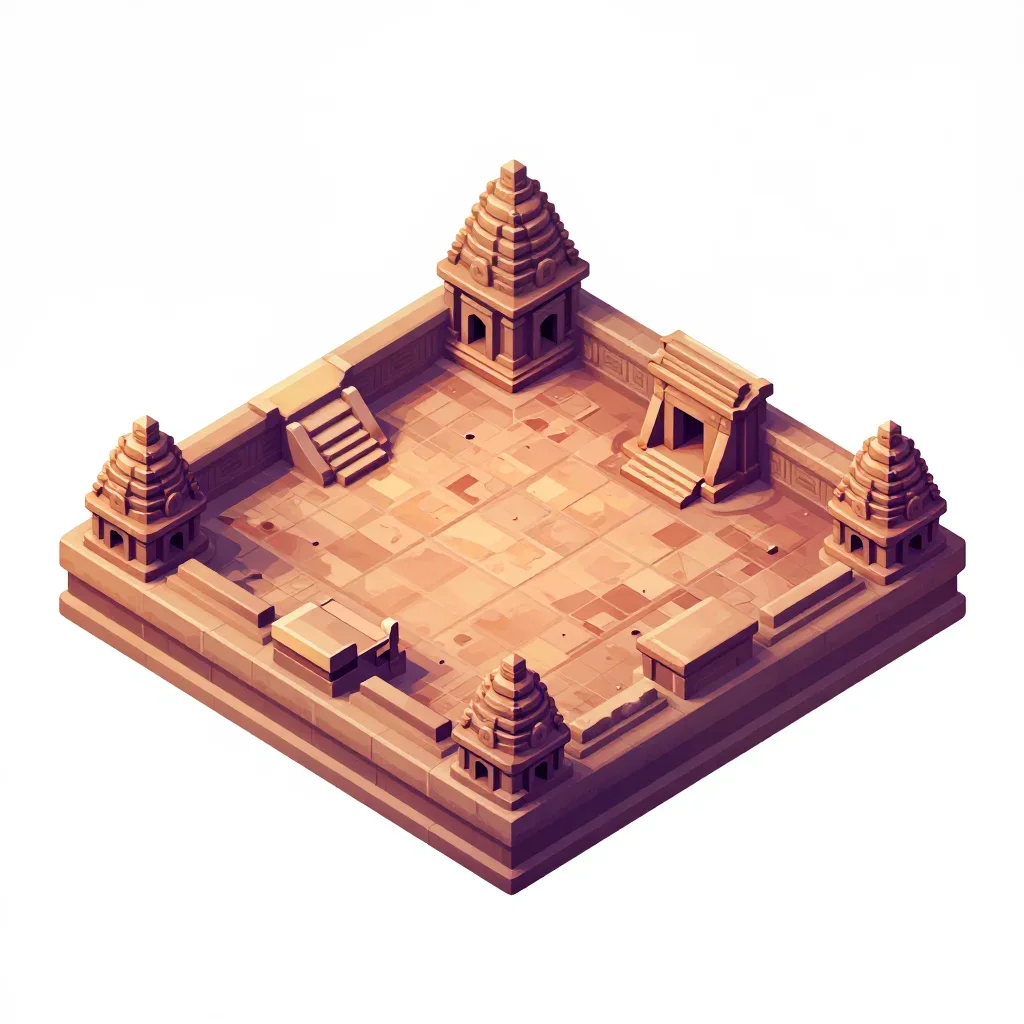 Ruined temple dungeon floor tile isolated on a white background