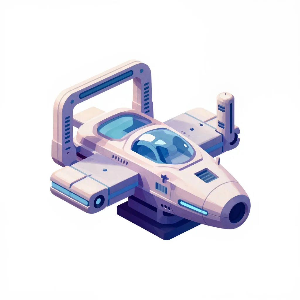 Sci-fi station bridge isolated on a white background
