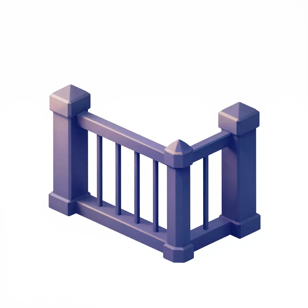 Sci-fi station fence segment isolated on a white background