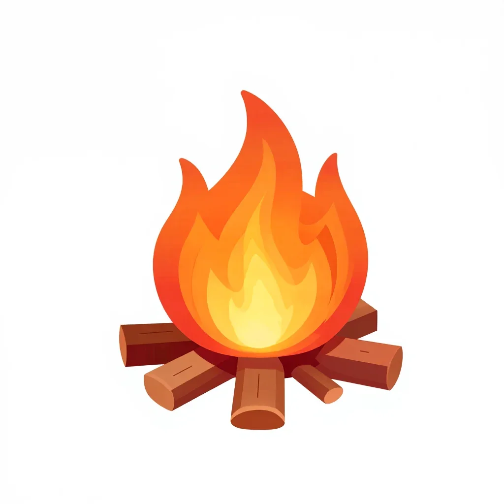 Cartoon campfire isolated on a white background