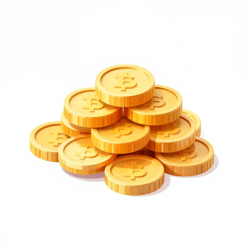 Cartoon gold coin pile isolated on a white background