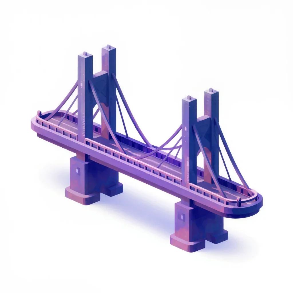 Cyberpunk bridge segment isolated on a white background
