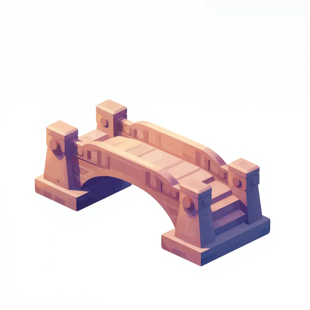 Fantasy bridge segment isolated on a white background