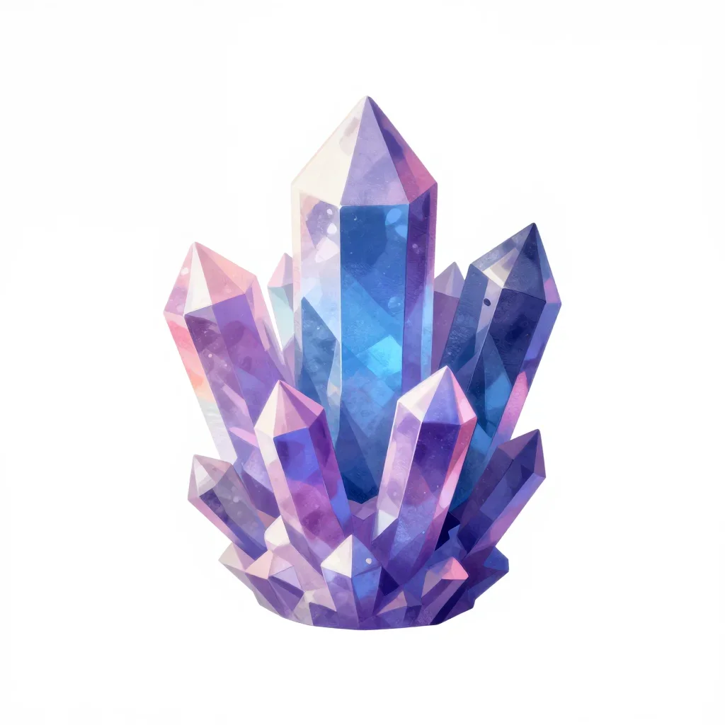 Fantasy crystal cluster isolated on a white background