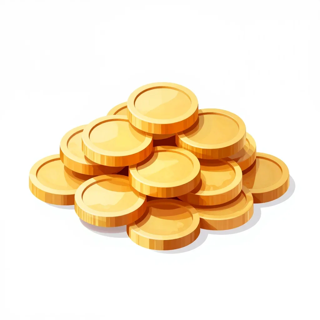 Fantasy gold coin pile isolated on a white background