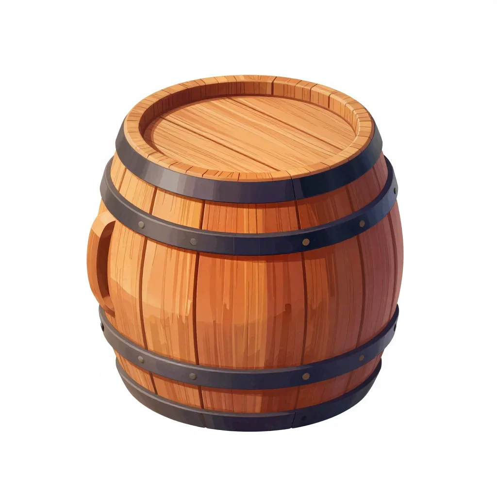 Fantasy wooden barrel isolated on a white background