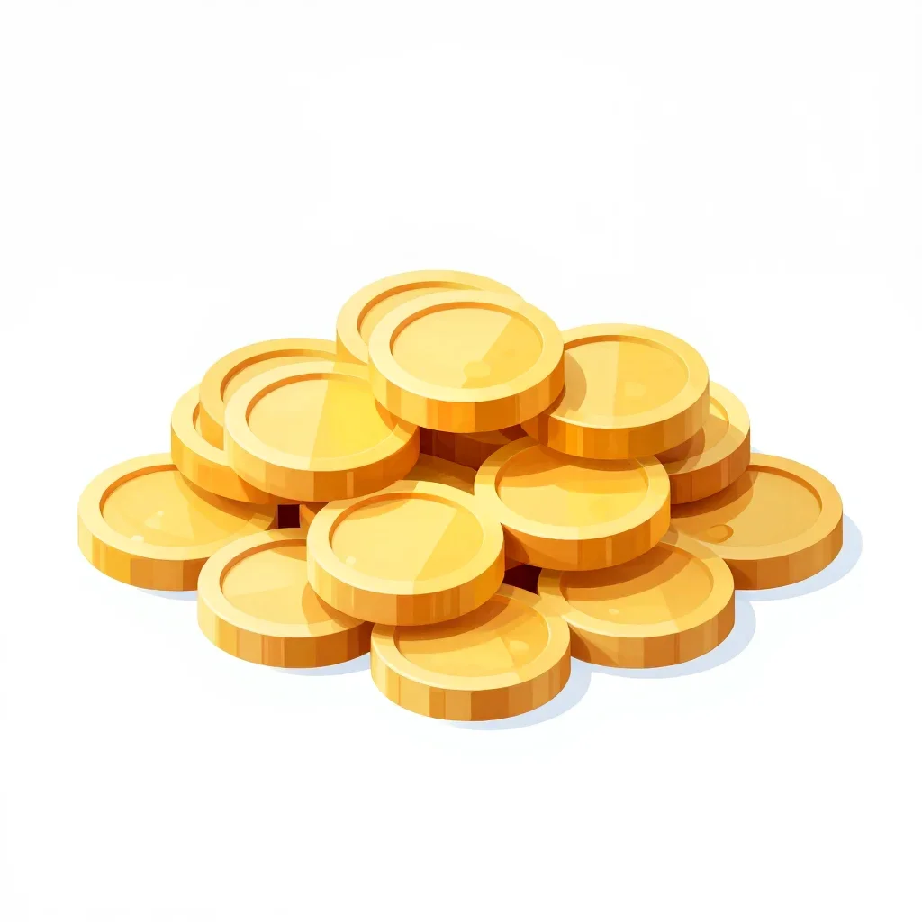 Pirate gold coin pile isolated on a white background