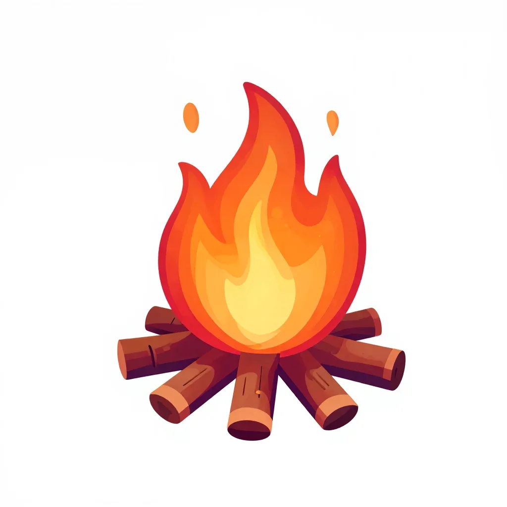 Post-apocalyptic campfire isolated on a white background